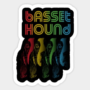 Cool Retro Groovy Basset Hound Dog Sticker